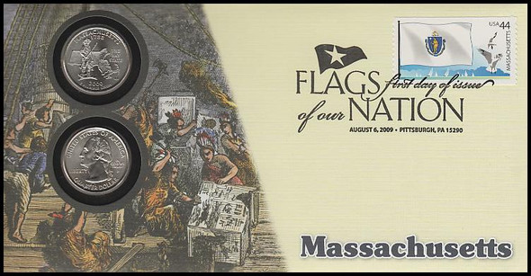 4297 / 42c Flags Of Our Nation : Massachusetts State Quarter Coin Fleetwood 2010 First Day Cover