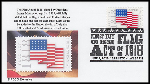 5284 / 49c Flag Act of 1818 FDCO Exclusive 2018 FDC