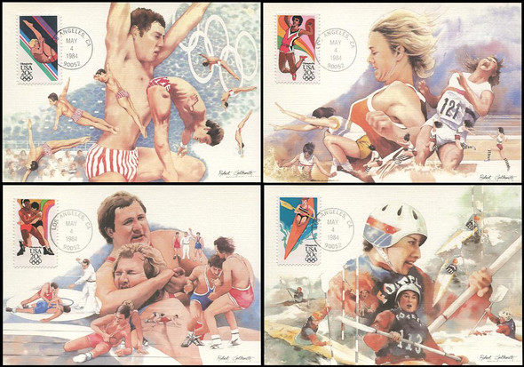 2082 - 2085 / 20c Summer Olympics Set of 4 Fleetwood 1984 Maximum Card