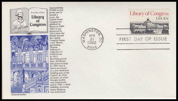 2004 / 20c Library of Congress 1982 Aristocrat Cachets First Day Cover