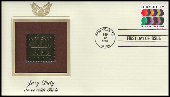 4200 / 41c Jury Duty 2007 Gold Replica Postal Commemorative Society FDC with Info Card