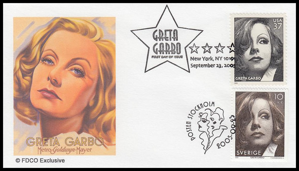 3943 / 37c Greta Garbo Joint Issue 2005 FDCO Exclusive First Day Cover