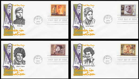 3665 - 3668 / 37c Women Journalist Set of 4 House of Farnam 2002 First Day Covers