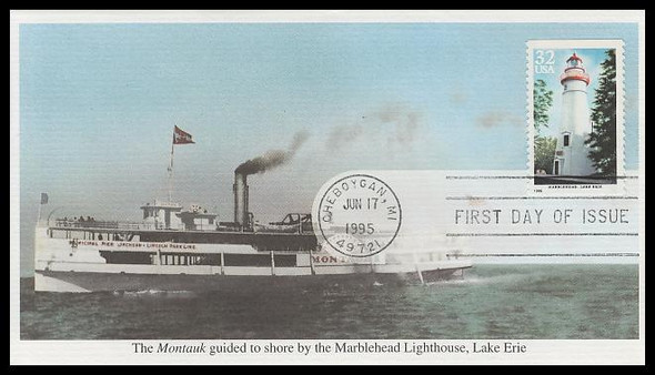 2972 / 32c Marblehead, Lake Erie : Great Lakes Lighthouses 1995 Mystic First Day Cover