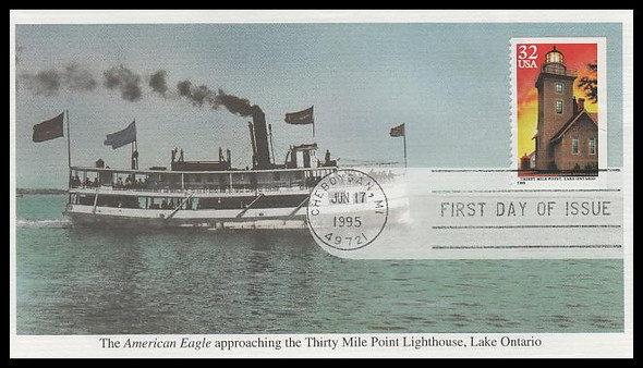 2973 / 32c Thirty Mile Point, Lake Ontario : Great Lakes Lighthouses 1995 Mystic First Day Cover