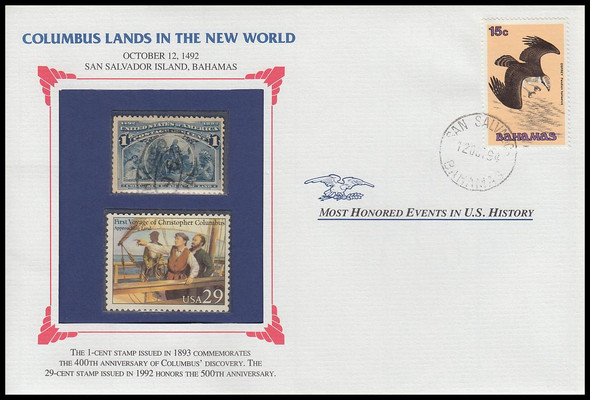 230 & 2622 / Columbus Lands In The New World Encapsulated Stamps PCS Event Cover w / info card