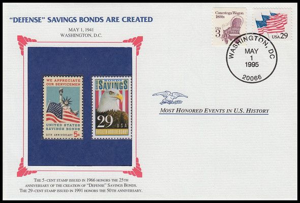 1320 & 2534 / "Defense" Savings Bonds Are Created Encapsulated Stamps PCS Event Cover w / info card