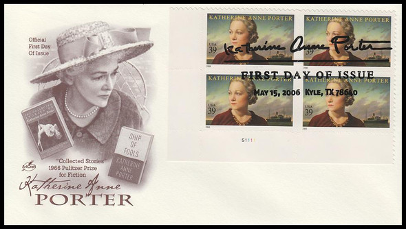 4030 / 39c Katherine Ann Porter Plate Block 2006 Artcraft First Day Cover