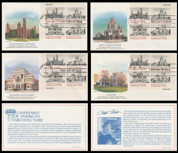 1841a / 15c American Architecture 1980 Set of 4 All Corners Plate Blocks Fleetwood First Day Covers 1841a / 15c American Architecture 1980 Set of 4 All Corners Plate Blocks Fleetwood First Day Covers