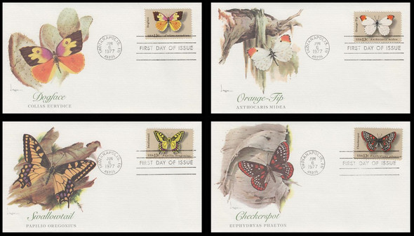 1712 - 1715 / 13c Butterflies Set of 4 Fleetwood 1977 First Day Covers #2 1712 - 1715 / 13c Butterflies Set of 4 Fleetwood 1977 First Day Covers #2