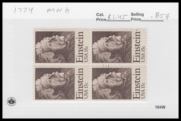 1774 / 15c Albert Einstein Block 1979 Mint Never Hinged Condition 1774 / 15c Albert Einstein Block 1979 Mint Never Hinged Condition