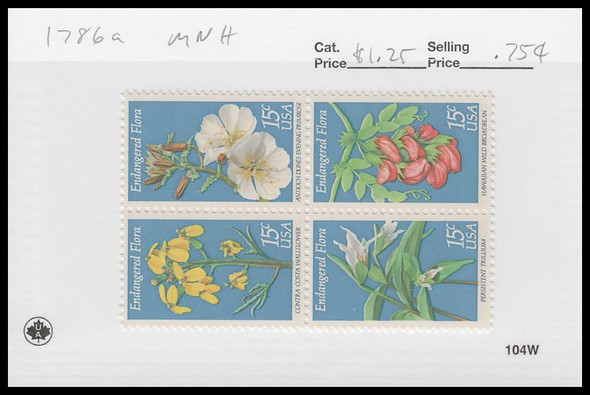 1786a / 15c Endangered Flora Se-Tenant Block 1979 Mint Never Hinged Condition 1786a / 15c Endangered Flora Se-Tenant Block 1979 Mint Never Hinged Condition