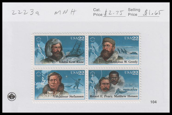 2223a / 22c Arctic Explorers Block 1986 Mint Never Hinged Condition 2223a / 22c Arctic Explorers Block 1986 Mint Never Hinged Condition