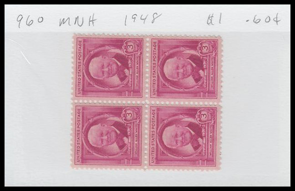 0960 / 3c William Allen White Block 1948 Mint Never Hinged Condition