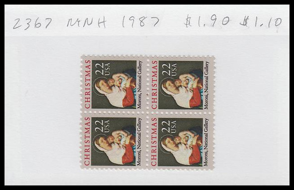 2367 / 22c Madonna and Child by Moroni : Christmas Block 1987 Mint Never Hinged Condition 2367 / 22c Madonna and Child by Moroni : Christmas Block 1987 Mint Never Hinged Condition