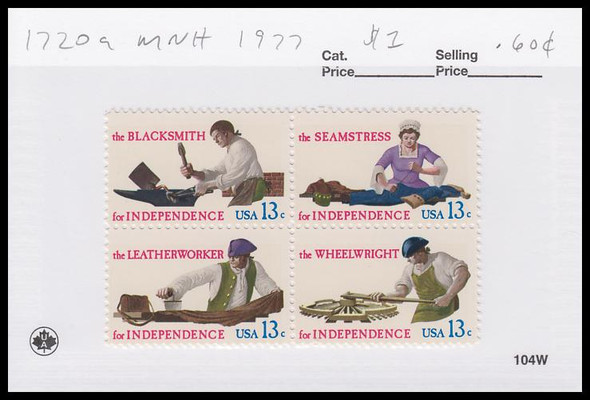 1720a / 13c Skilled Hands Se-Tenant Block 1977 Mint Never Hinged Condition 1720a / 13c Skilled Hands Se-Tenant Block 1977 Mint Never Hinged Condition