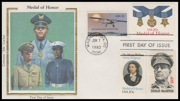 2045 / 20c Medal of Honor Combo 1983 Colorano Silk First Day Cover