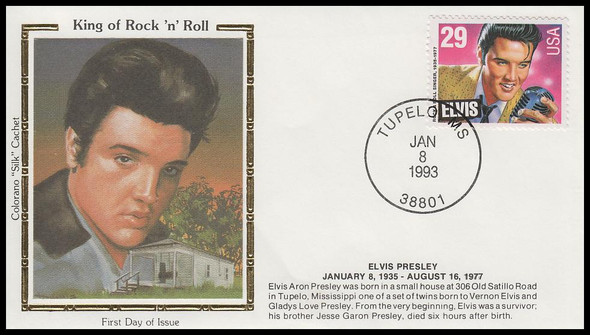 2721 / 29c Elvis Presley Tupelo, MS 1993 Colorano Silk First Day Cover