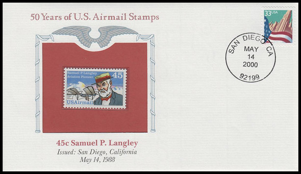 C118 / 45c Samuel P. Langley Airmail PCS Commemorative Cover 2000 and Info Card