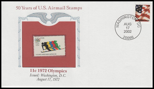 C85 / 11c Skiing : Olympic Games Airmail PCS Commemorative Cover 2002 and Info Card C85 / 11c Skiing : Olympic Games Airmail PCS Commemorative Cover 2002 and Info Card