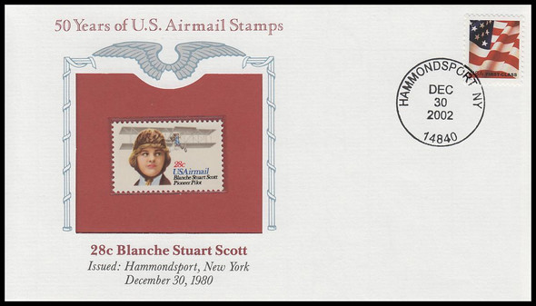 C99 / 28c Blanche Stuart Scott Airmail PCS Commemorative Cover 2002 and Info Card C99 / 28c Blanche Stuart Scott Airmail PCS Commemorative Cover 2002 and Info Card
