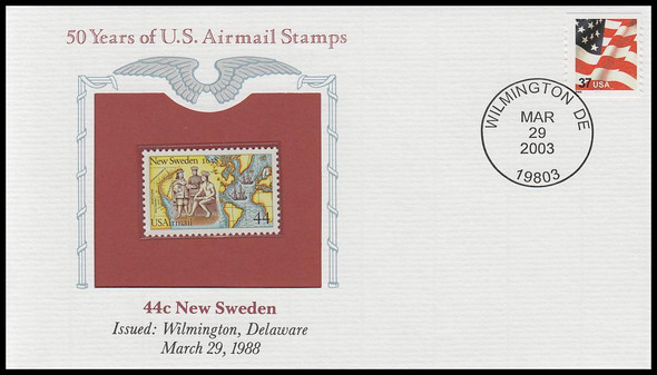 C117 / 44c New Sweden Settlement Airmail PCS Commemorative Cover 2003 and Info Card