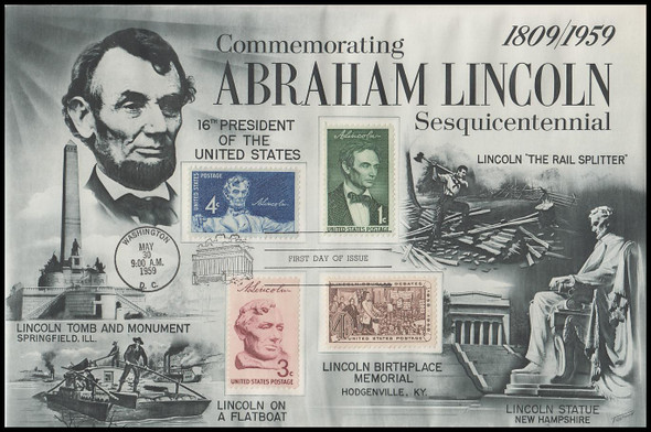 1116 / 4c Statue of Lincoln Combo 1959 Oversized Large Format Fleetwood FDC