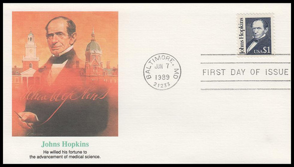 2194 / $1 John Hopkins 1989 Fleetwood First Day Cover 2194 / $1 John Hopkins 1989 Fleetwood First Day Cover