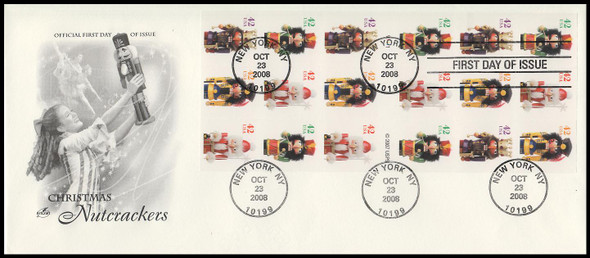 4371b / 42c Holiday Nutcrackers ATM Booklet Pane 2008 on #10 Artcraft First Day Cover 4371b / 42c Holiday Nutcrackers ATM Booklet Pane 2008 on #10 Artcraft First Day Cover
