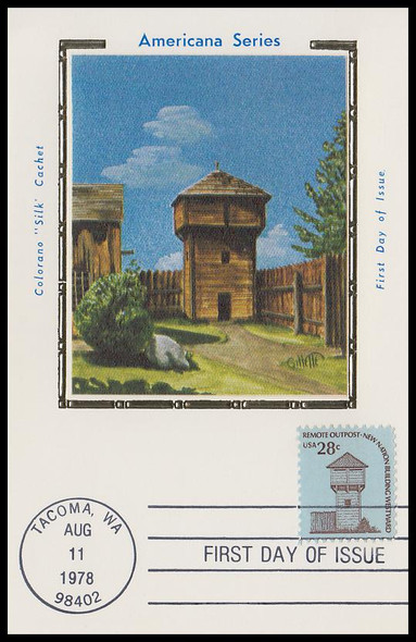 1604 / 28c Fort Nisqually 1978 Colorano Silk First Day of Issue Maxi Card