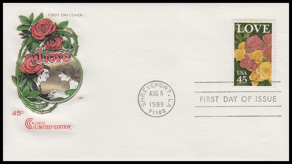 2379 / 45c Roses Love 1988 Cover Craft Cachets FDC With Insert Card (Limited Edition of Only 300 Made)