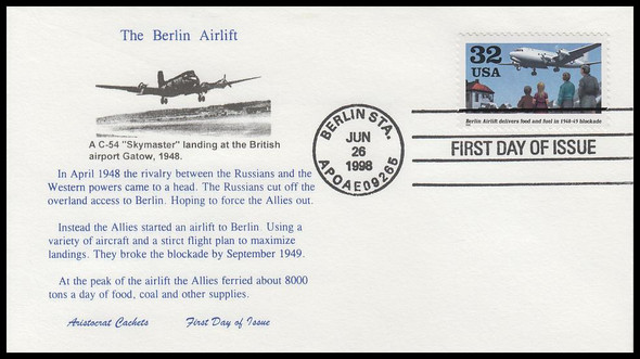 3211 / 32c Berlin Airlift : 50th Anniversary 1998 Aristocrat Cachets First Day Cover