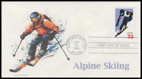 3180 / 32c Alpine Skiing 1998 FDCO Exclusive First Day Cover