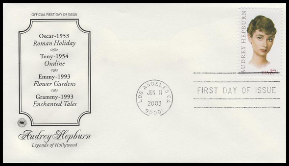 3786 / 37c Audrey Hepburn : Legends of Hollywood 2003 PCS  First Day Cover