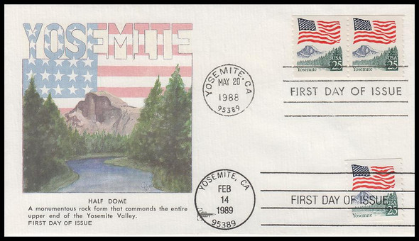 2280 & 2280a / 25c Yosemite Coils Dual 1988 & 1989 Gill Craft First Day Cover