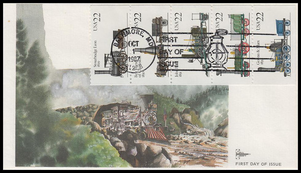 2366a / 22c Steam locomotives Booklet Pane Gill Craft 1987 First Day Cover #2