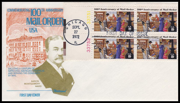 1468 / 8c Mail Order 1972 Plate Block Fleetwood First Day Cover