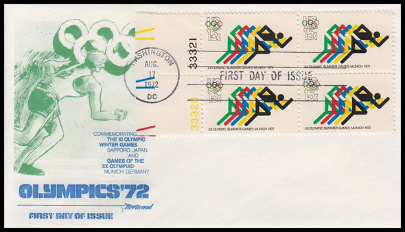 1462 / 15c Summer Olympic Games 1972 Plate Block Fleetwood First Day Cover
