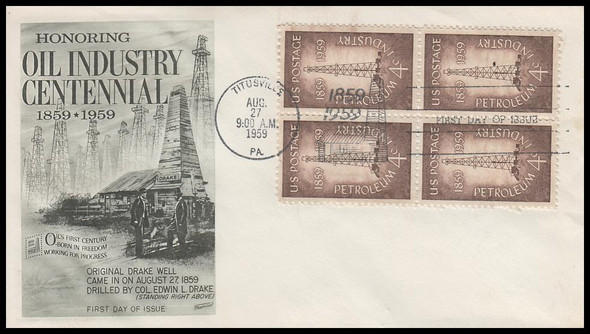 1134 / 4c Petroleum Industry 1959 Block Fleetwood First Day Cover