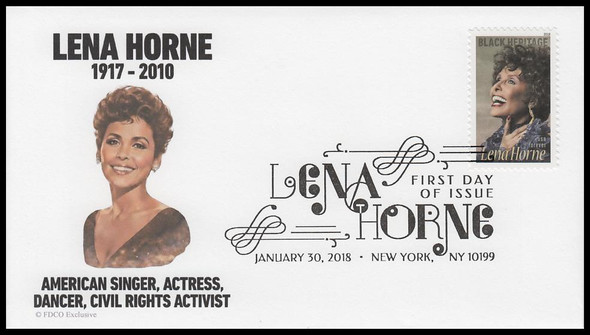 5259 / 50c Lena Horne 2018 FDCO Exclusive First Day Cover