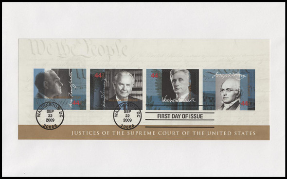4422 / 44c Justices of the Supreme Court Souvenir Sheet 2009 USPS Uncacheted FDC