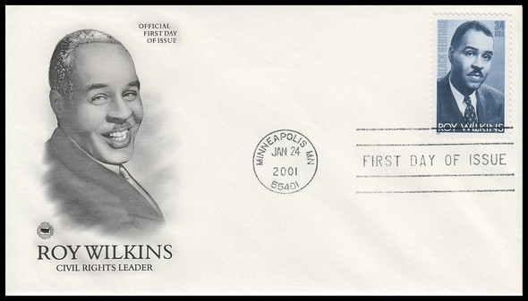 3501 / 34c Roy Wilkins : Civil Rights Leader : Black Heritage 2001 PCS First Day Cover