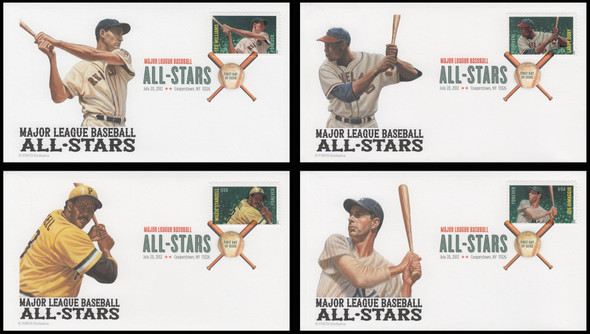 4694 - 4697 / 45c Major League Baseball All-Stars Cooperstown, NY Digital Color Postmark (DCP) 2012 Set of 4 FDCO Exclusive FDCs