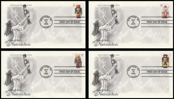 4360 - 4363 / 42c Holiday Nutcrackers Convertible 2008 Artcraft First Day Covers
