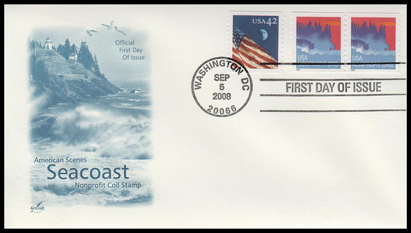 4348 / 5c Sea Coast Non-Denominated Coil Pair 2008 Artcraft First Day Cover