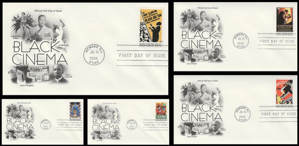 4336 - 4340 / 42c Vintage Black Cinema 2008 Set of 5 Artcraft First Day Covers