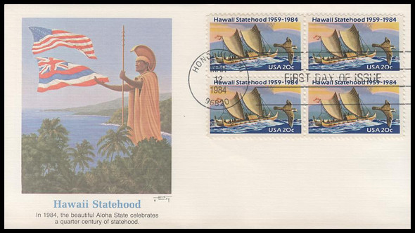 2080 / 20c Hawaii Statehood Block 1984 Fleetwood First Day Cover