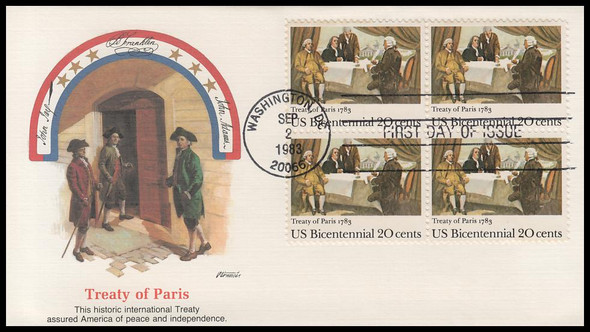 2052 / 20c Signing of Treaty of Paris Block 1983 Fleetwood First Day Cover