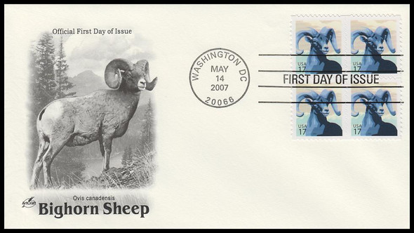 4138 / 17c Bighorn Sheep Block 2007 Artcraft First Day Cover