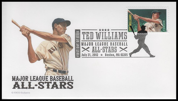 4694 / 45c Ted Williams : Major League Baseball All-Star : Boston, MA Postmark  2012 FDCO Exclusive FDC